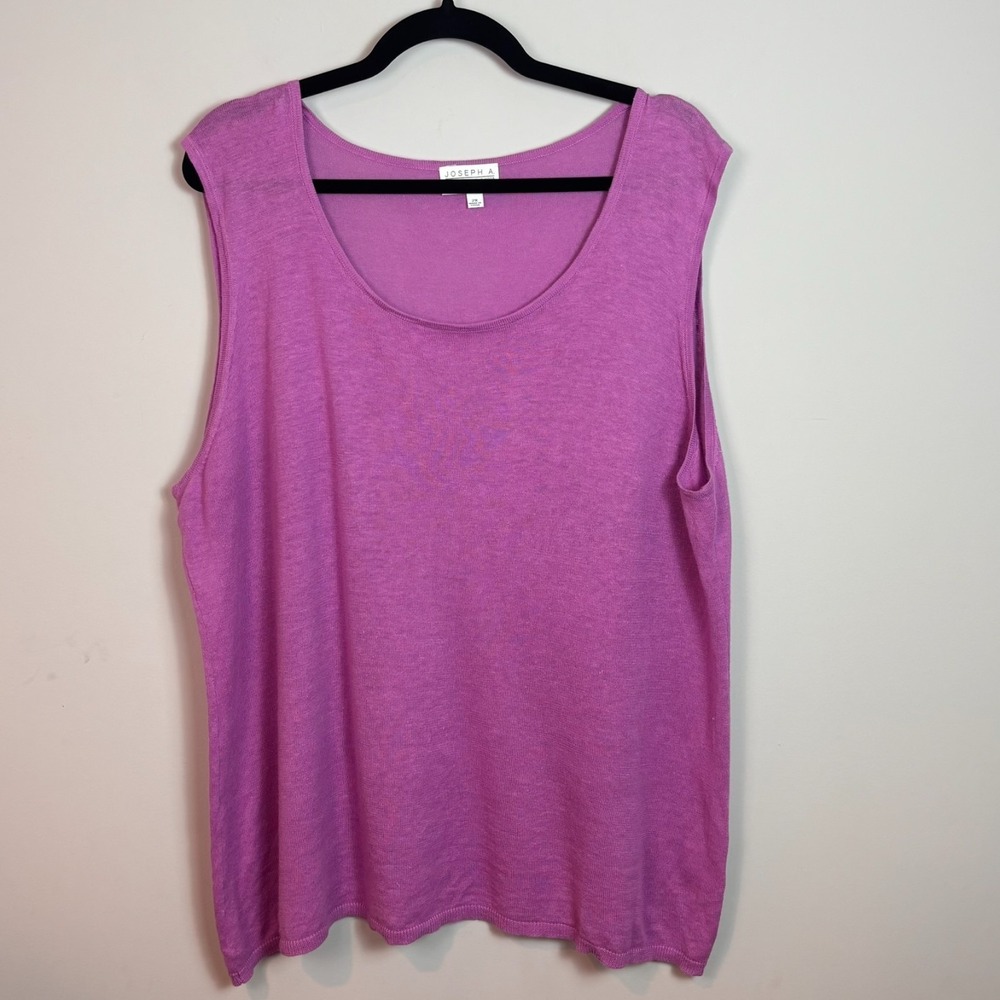 Joseph A. Womens Purple Linen Cotton Blend Sleeveless Blouse 2X Stretch workwear